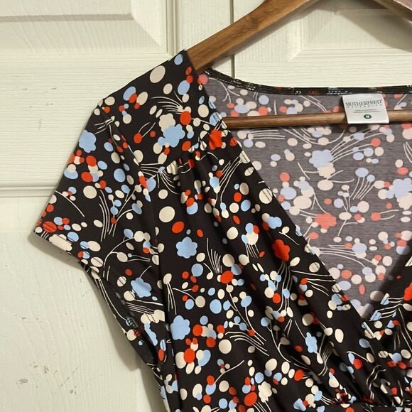 Motherhood Maternity Women's Brown Floral Vneck Tie Back Stretch Dress Medium - Picture 4 of 7